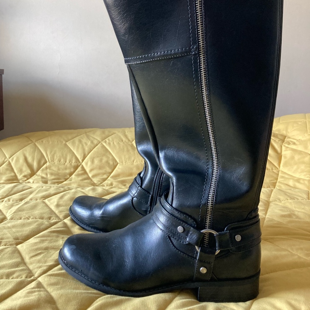 Black wide calf riding boots